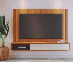 Home Suspenso Loa 217cm P/ TV até 75'' com Led 2 Pts Deslizantes - Freijó/Off White Colibri