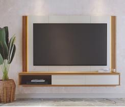 Home Suspenso Loa 217cm P/ TV até 75'' com Led 2 Pts Deslizantes - Off White/Freijó Colibri