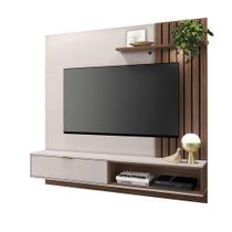 Home Suspenso Paolo 1.6 Ripado com Prateleira para TV 60 Polegadas Off White/ Nogueira Real