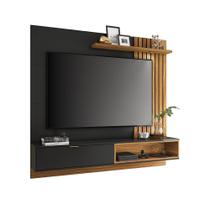 Home Suspenso Paolo 1.8 Ripado com Luminária e Prateleira para TV 65 Polegadas Noce Milano/ Preto Fosco Home Suspenso Paolo 1.8 Ripado com Luminária e Prateleira para TV 65 Polegadas Noce Milano/ Preto Fosco