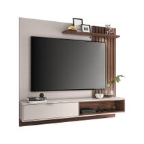 Home Suspenso Paolo 1.8 Ripado com Luminária e Prateleira para TV 65 Polegadas Off White/ Nogueira Real Home Suspenso Paolo 1.8 Ripado com Luminária e Prateleira para TV 65 Polegadas Off White/ Nogueira Real