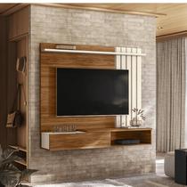 Home Suspenso Vegas 1,60m TV 65'' Porta Basculante Nichos - Cinamomo Mel/Perola Metalizado