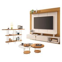 Home Suspenso Zenith Off White Cinamomo com Kit Mesa de Centro Sky e Aparador Infinity Cinamomo - HB Móveis