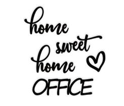 Home Sweet Home Office 50x45cm Lettering em Madeira MDF Aplique de Parede - Império das Artes