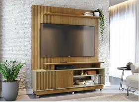 Home Theater Ares com Kit Rodizio Porta em MDF Frisado Para TV's até 65 Polegadas - Cumaru/Opala Madetec