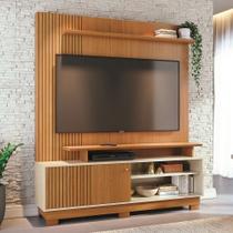 Home Theater Ares com Pés Porta em MDF Frisado Para TV's até 65 Polegadas - Cinamomo/Off White Madetec