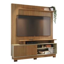 Home Theater Ares com Pés Porta em MDF Frisado Para TV's até 65 Polegadas - Cumaru/Opala Madetec