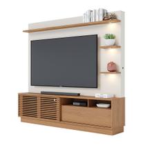 Home Theater Bennet para TV 70 Polegadas Off White Matte/ Freijó com Nicho e Gaveta