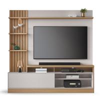 Home Theater Braga para TV até 65 Polegadas com LED 1 Porta 4 Nichos Freijó/Off White - Bela Móveis Home Theater Braga para TV até 65 Polegadas com LED 1 Porta 4 Nichos Freijó/Off White - Bela Móveis