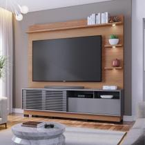 Home Theater Campeche 200cm 3 LED Spot TV 70 Pol Porta Ripada Freijó Cinza