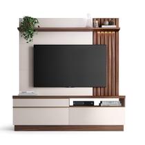 Home Theater Coimbra para TV até 70 Polegadas com LED e Gavetas Nogueira Real/Off White - Bela Móveis