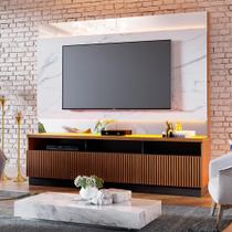 Home Theater com LED para TVs até 70 Polegadas Marajó Colibri Noce Milano/Preto Fosco/Calacatta