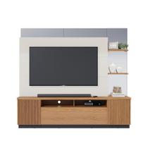 Home Theater com LED TV para até 70 Polegadas Brasília Freijó/ Off White/ Preto Fosco - Bela Móveis - Colibri Móveis