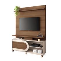 Home Theater Decorativo Globo c/Rodízios para TV até 55 Polegadas Castanho/Off White G26 - Gran Belo