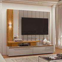 Home Theater Estante Painel Com Espelho e LED 2 Gavetas Zeus Fendi/Naturale - Madetec