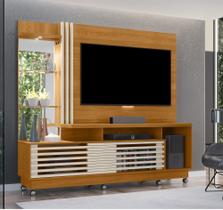 Home Theater Frizz Plus com Rodizío Portas Frizadas, Espero e Led - Cinamomo/Off White Madetec