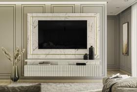 Home Theater Gaia para TV de até 75 polegadas - CALACATA / OFF WHITE - Madetec