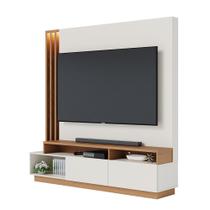 Home Theater Hayes para TV 75 Polegadas Off White Matte/ Freijó com LED e Portas