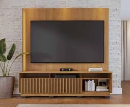Home Theater Jordão com Painel Chanfrado c/ Led nas Prateleiras com Pés Home Theater Jordão com Painel Chanfrado c/ Led nas Prateleiras com Pés