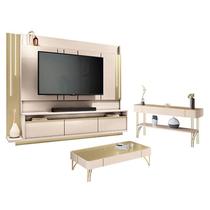 Home Theater Montane Off White Champanhe com Mesa de Centro Cadenza e Aparador Vivant Off White Champanhe - HB Móveis Home Theater Montane Off White Champanhe com Mesa de Centro Cadenza e Aparador Vivant Off White Champanhe - HB Móveis