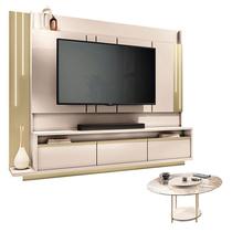 Home Theater Montane Off White Champanhe com Mesa de Centro Sky com tampo de vidro Off White - HB Móveis Home Theater Montane Off White Champanhe com Mesa de Centro Sky com tampo de vidro Off White - HB Móveis