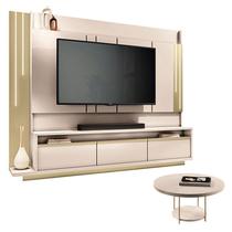 Home Theater Montane Off White Champanhe com Mesa de Centro Sky Off White - HB Móveis Home Theater Montane Off White Champanhe com Mesa de Centro Sky Off White - HB Móveis
