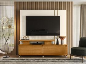 Home Theater New Apolo com Kit Rodízio para TV até 75 Polegadas - Cinamomo/Off White Madetec