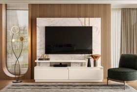 Home Theater New Apolo para TV de até 75 polegadas - CALACATA / OFF WHITE - Madetec