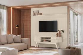 Home Theater New Laguna com Painel Para TV até 75 Polegadas Calacata off White - Madetec
