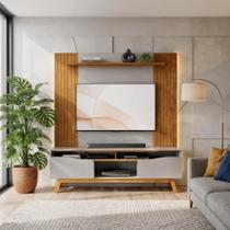 Home Theater Painel TV 75 Polegadas 1,80m Pés Madeira Maciça -