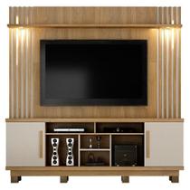 Home Theater Plenus para TV 60" 200CM MDF-MDP com LED Cinamomo e Off White Valdemóveis Home Theater Plenus para TV 60" 200CM MDF-MDP com LED Cinamomo e Off White Valdemóveis
