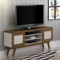 Home Theater Rack Para TV 65 Polegadas Sala de Estar Quarto 2 Portas MDF Marrom Madeira Off White