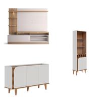 Home Theater Ripado para Tv até 65 Polegadas 180 Cm 1 Cristaleira 2 Portas e 1 Buffet 4 Portas Home Theater Ripado para Tv até 65 Polegadas 180 Cm 1 Cristaleira 2 Portas e 1 Buffet 4 Portas