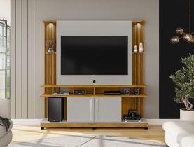 Home Theater York LED Ripado Naturalle/Off White - Bechara Móveis