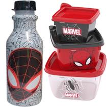 Homem Aranha Potes e Garrafa Micro-ondas Freezer Kit Lanche