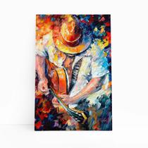 Homem Tocando Violão Arte Colorido Quadro Canvas 60x40cm