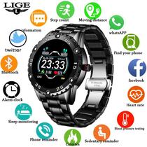 Homens Relógio inteligente Monitoramento de frequência cardíaca Smartwatch À prova de água Fitness Tracker Pedometer Sport Smart Watch Men for Android Ios Relógios inteligentes (ouro)