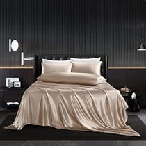 HommxJF 5Pcs Folhas de cetim Set King Size Sheets Taupe Sheets Silky Breathable Luxury Bedding Sheets com 1 folha plana de cetim, 1Deep Pocket Fitted Sheet, 3 fronhas