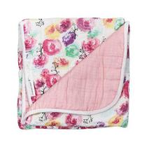 HonestBaby Baby Algodão orgânico Hand-Quilted cobertor, flor de rosa / corante dip, um tamanho