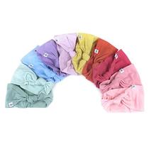HonestBaby Girls' Algodão Orgânico Amarrado Headbands Multi-Pack, 10-Pack Rainbow Gems Rosas, Pequeno