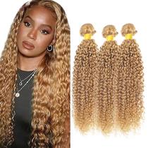 Honey Blonde Bundles Human Hair Color 27 Kinky Curly Bundles 14 16 18 polegadas Extensões de cabelo virgem brasileiras de grau 8A, trama dupla, tecido macio de cabelo real Honey Blonde Bundles Human Hair Color 27 Kinky Curly Bundles 14 16 18 polegadas Extensões de cabelo virgem brasileiras de grau 8A, trama dupla, tecido macio de cabelo real
