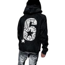 Hoodie Amiblvowa Y2K Spider Web Graphic para homens e mulheres