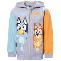 Hoodie Bluey & Bingo Fleece Zip-Up Raglan cinza para meninos 3T Hoodie Bluey & Bingo Fleece Zip-Up Raglan cinza para meninos 3T