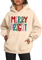 Hoodie Earlymemb Merry and Bright Christmas para mulheres XL