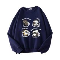Hoodie Estilo Americano Com Estampa De Gato Para Homens E Mulheres, Suéter Solto E Quente Para