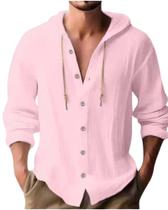 Hoodie Grafumo de linho de algodão rosa para homens Summer Beach