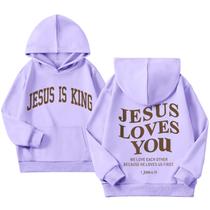 Hoodie Sulayesh Jesus Loves You Jesus Is King para meninas 11-12Y Hoodie Sulayesh Jesus Loves You Jesus Is King para meninas 11-12Y