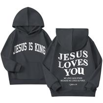 Hoodie Sulayesh Jesus Loves You Jesus Is King para meninas 9-10Y Hoodie Sulayesh Jesus Loves You Jesus Is King para meninas 9-10Y