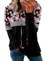 Hoodies Onlypuff Pullover para mulheres, moletons com capuz florais