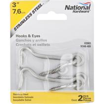 Hook/Eye National Hardware N348-409 em aço inoxidável 7,62 cm Hook/Eye National Hardware N348-409 em aço inoxidável 7,62 cm